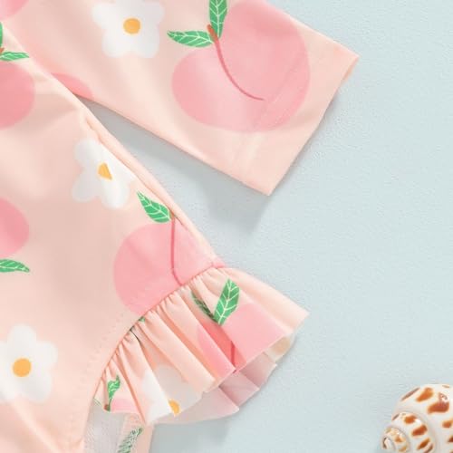 Roupa de banho para meninas, estampa de frutas, com zíper, manga comprida, 2 anos, roupa de banho co
