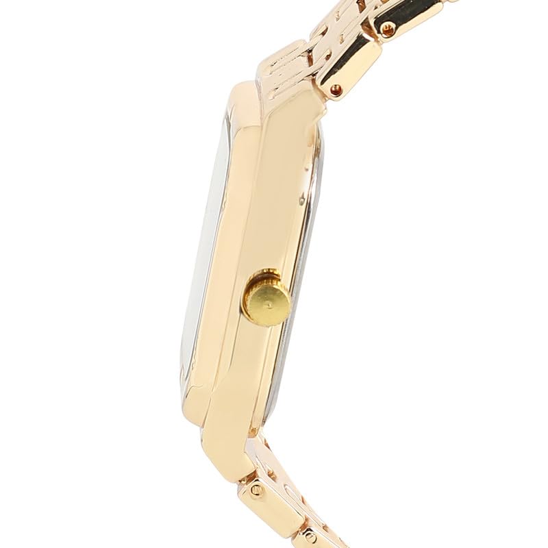 Image of Haute Sauce Women's The Torque Roman Square Watch | California Gold Stainless Steel Strap | Emerald Green Dial | One-Size | Foldover Closure | Quartz | Analogue | Wrist Belt Watch for Female & Girls
