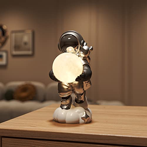 Awnr Astronaut Figurines Statue Gray Holding The Lamp Sculpture For Modern Home Decor Living Room Bookshelf Office Desk Accents Children's Room Outer Space Theme Decorations #TOP7