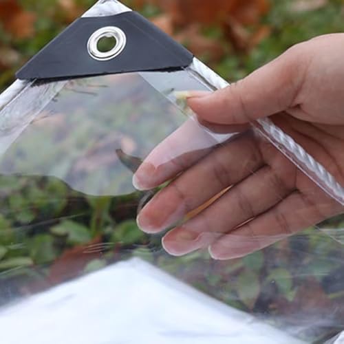 Lona Transparente Resistente al Agua de 6 mx6 m, 450 g/m², Cubierta de Lona de Vinilo Transparente, Aislamiento antienvejecimiento, Vidrio Blando de 0,35 mm, toldo Transparente para cerramie