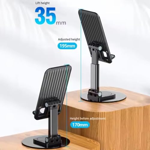 Image of TAZLYN Mobile Stand for Desk Phone Stand for Desk 360Rotatable & Foldable All Smartphone Tablet Mobile Stand for Compatible Base Multiple adjustments of Height and Angle(Black)