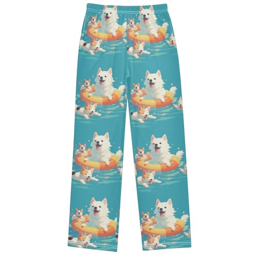 Boy's Pants Cat Dog in Pool Jogger Pants Elastic Waist Long Bottoms Trousers with Pockets 6-14 Years
