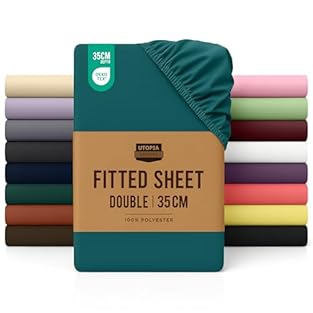 Double Fitted Bed Sheet - Includes 1 Utopia Bedding fitted sheet 135x190cm with 35 cm deep pockets. Brushed Polyester Microfiber - The brushed microfiber fabric makes the fitted sheet exceptionally soft, smooth and comfortable, keeping you warm in wi...