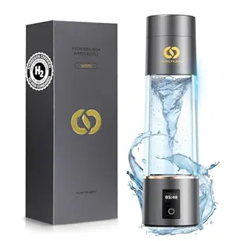 Hydrogen Water Bottle Generator - Up to 6400 PPB & 12-Hour Hydrogen Retention - H2 Certified SPE/PEM Tech - Portable, Recovery & Easter Wellness Gift (Grey)