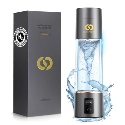 Hydrogen Water Bottle Generator(Grey) - Up to 6360 PPB - Certified H2 Generator- SPE/PEM Technology - - Portable Hydration & Healthy Gift
