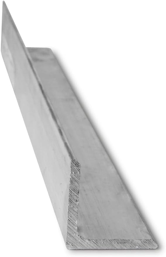 6061 Aluminum Angle, Unpolished (Mill) Finish, Extruded, T6 Temper, ASTM B308/AMS-QQ-A 200/8, Equal Leg Length, Rounded Corners, 1" Leg Lengths, 1/8" Wall Thickness, 24" Length, OnlineMetals