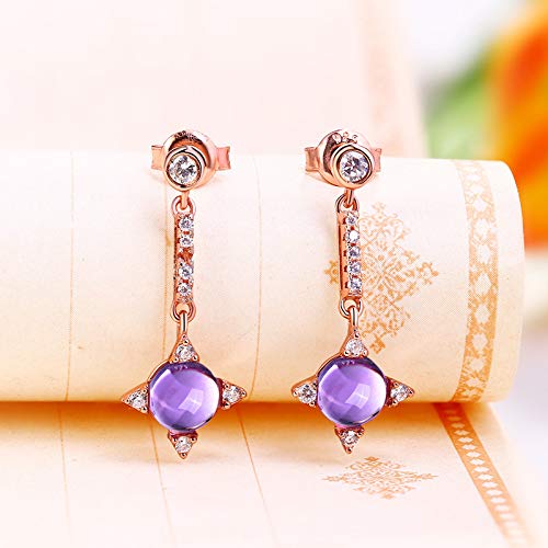 Boucles d'oreilles améthyste naturelle argent sterling 925, bijou tendance pour femme
