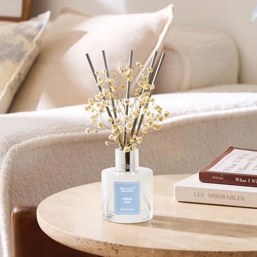 Image of Airkeep Reed Diffuser Set,3.38 fl oz (100 ml) - Freesia Pear Oil Diffusers with 8 Reed Sticks, Home Fragrance Reed Diffuser for Bathroom Shelf Decor
