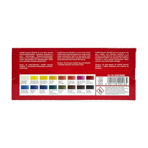 LUKAS Studio Aquarell Set, 16 x Half Pans in Assorted Colours, For Entry-Level Professional & Student Watercolour Artists - Image 2