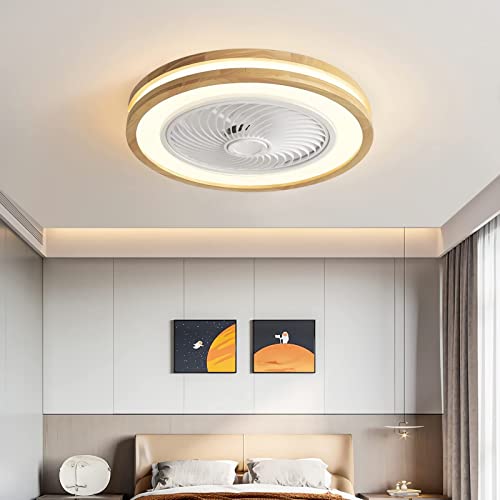 Ventilateur de plafond en bois LED anti-bruit pour chambre et salle à manger