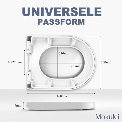 Mokukii WC-Sitz mit Absenkautomatik & Quick-Release Weiß D form antibakterieller toilettendeckel aus Urea-Duroplast hygienisch easy clean abnehmbar einfache Montage bis 150 kg belastbar