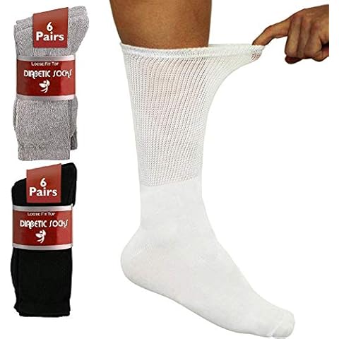Diabetic Socks Mens Size 10-13,13-15 Neuropathy Non Binding Loose Medipeds Extra Wide Soft Cotton Socks,Medical Crew 6 Pairs Cover