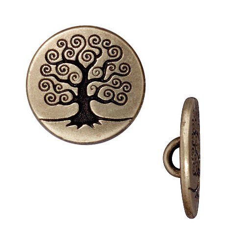 TierraCast Brass Oxide Finish Pewter Tree of Life Button 15.5mm (2)