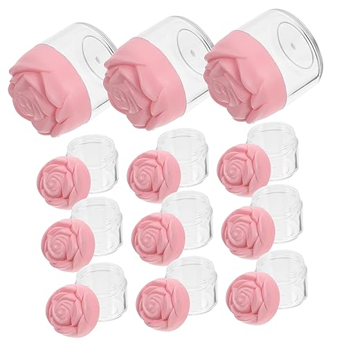 OSOLADY 12 Piezas Embotellado Tarro De Crema Artículos De Aseo Loción De Viaje Frascos De Cosméticos Recargables Transatlántico Brillo De Labios Cremas Crema Facial Tinte Rosa El Plastico