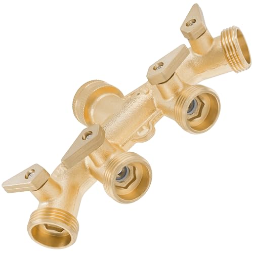 Poppstar Distributore a 4 vie (bloccabile singolarmente) Rubinetto a 4 vie con filettatura da 3/4 di pollice per l'irrigazione del giardino