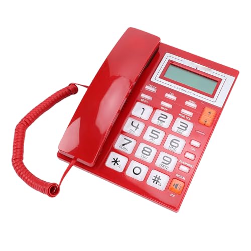 Téléphone fixe gros boutons fockety rouge filaire lisible pour éviter les erreurs