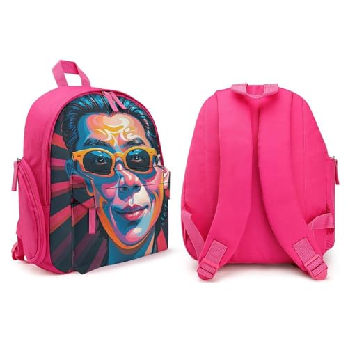 Interesting Face Pattern Backpack for Men Women, Durable Small Bookbag Lightweight Daypack for Travel, Hiking, Pink-style4
