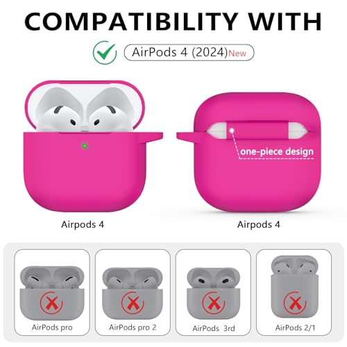 Image of Ljusmicker for AirPods 4 Case 2024 with Cleaner Kit,Hot Pink