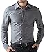 Mens Slim Fit Dress Shirts For Work Dark Grey Formal Shirts (M)