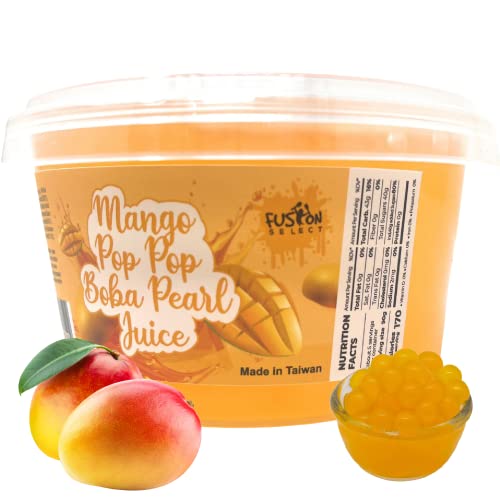 Fusion Select Boba Bursting Bobaz Popping Bobaz Pearls Fruit Tea Snack Toppings (490 Grams, Mango) - image 1