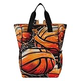 LINNIKEEEE Baloncesto De Acuarela Bolsa de Pañales, Mochila de Viaje, Gran Capacidad, Bolsas para Mamá Papá Mujeres Niñas