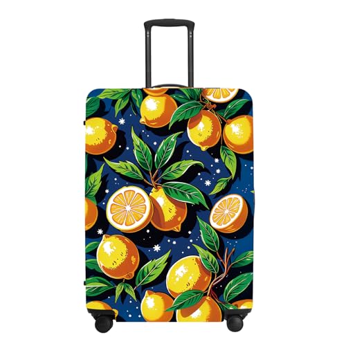 Lemon Leaf Luggage Cover, Washable Suitcase Protector Allover Citrus Print Anti-scratch Fresh for 24\",26\" Bag