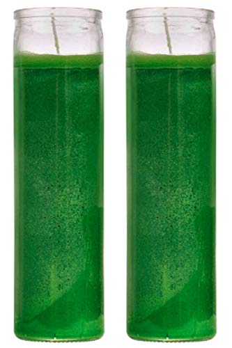 Prayer Candles - Wax Candles (2 Pc) Dark Green Great For Sanctuary, Vigils And Prayers - Unscented Glass Candle Set - Indoor Outdoor - Spiritual Religious Church - Jar Candles #TOP15