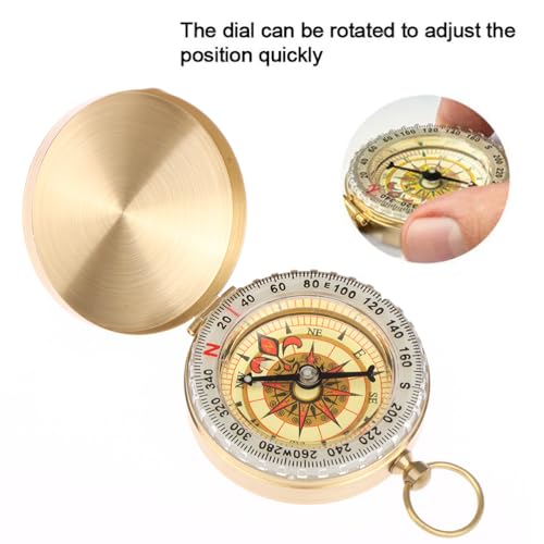 Brújula portátil de bolsillo de latón dorado para camping miniatura 6