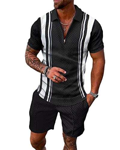 Survêtement homme avec polo zippé et short de sport AXEBHPED taille M