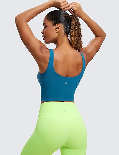 Image of CRZ YOGA Womens Sports Bras V Neck Padded Cropped Tank Top Wireless Yoga Bra