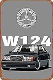 Mercedes W124 graues Poster, Metall-Blechschild, 