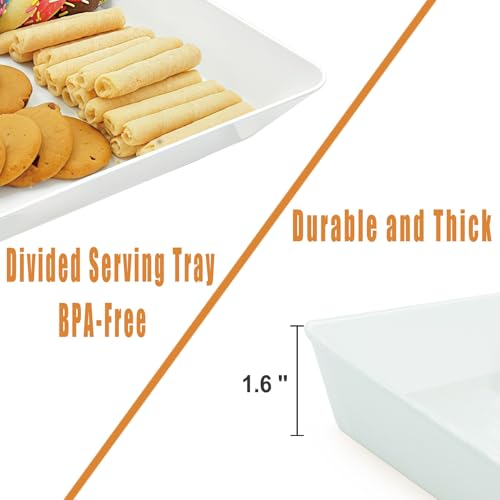 AMGBZT Serving Tray Platter Rectangle, 4 Pcs Long Narrow Food Tray for Veggie Fruit Snack Dessert, Plastic White Food Trays for Party Supplies Display, Rectangular Platters for Serving Food, BPA Free by AMGBZT - Used condition - Image 3