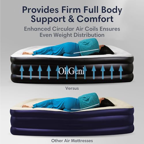 Ohgeni AMH5V144 Cal King Air Mattress With Built In Pump For Guest, 18 Inch Tall Inflatable Blow Up Air Bed thumb #5