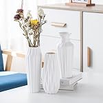 Vases en céramique blanche Fleur pour la maison Décor Vase Boho moderne pour le salon Pampas Floor Vase géométrique Tall (7.7in) (WhiteC)