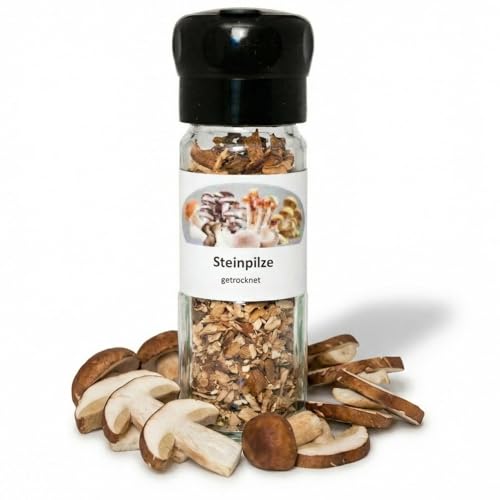 Steinpilz Gewürzmühle Steinpilze getrocknet zum Würzen Frisch gemahlenes Steinpilzpulver als natürliches Umami Gewürz ohne Glutamat Pilzgewürz für Pilzrisotto Pilzsauce & Steinpilzsuppe