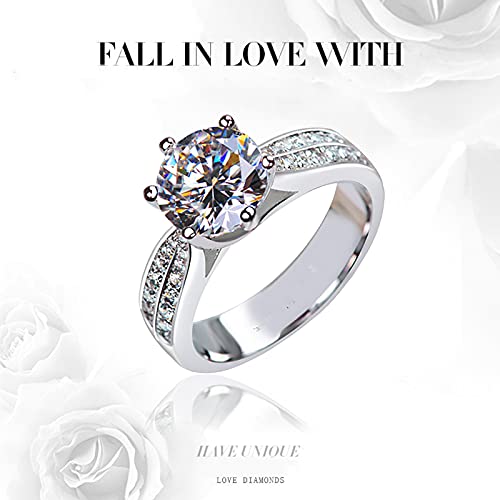 Women Rose Zircon Engagement Rings Cz Simulated Diamond Proposal Rings Wedding Rings Elegant Dainty Jewelry (White #3, 5) #TOP4