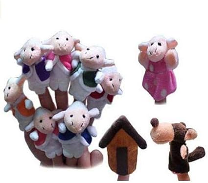 Amazon Co Jp Asdsh 指人形 おもちゃ ベビー用品 赤ちゃん 指人形セット 縫いぐるみ 指人形 パペット 10枚セット 狼 7匹の羊 童話 人形劇 おもちゃ 子供 室内遊び おもちゃ