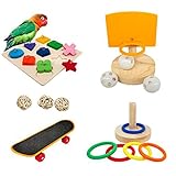 【Muy Seguro】- Todos estos materiales no son tóxicos y son seguros para su mascota. Los juguetes para loros pueden promover una relación armoniosa entre usted y su pájaro durante el juego; Estos juguetes para pájaros pueden considerarse recompensas para animar a sus pájaros a realizar la acción que usted desea.