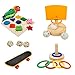 Holzsammlung 4 Pezzi Giocattoli per Uccelli da Addestramento Giocattoli per Uccelli Set Giocattolo Interattivo Puzzle per Pappagalli, con Skateboard, Anelli di Allenamento, Tabellone da Basket
