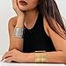 IXDEAXLY Exaggerated large bracelet, heavy metal exquisite fashion armband, multi-layer-Silver