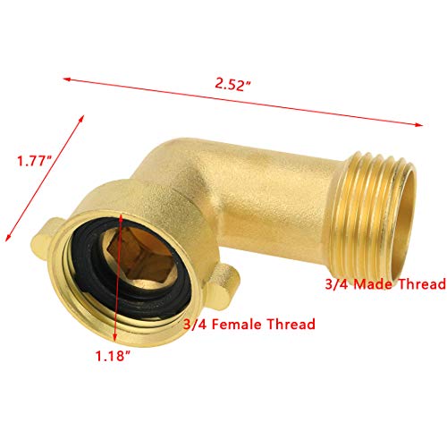 Sscon 1 Pack Garden Hose Connector 90 Degree Elbow 3/4" Female Male Thread Brass Pipe Fittings Adapter #TOP1