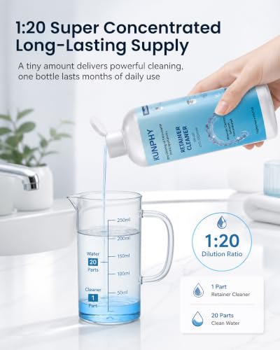 Image of Ultrasonic Retainer Cleaner Solution for Ultrasonic Denture Cleaner-Professional Cleaning of Retainers, Invisible Aligners, Mouth Guards, Night Guards, Remove Odors, Discoloration & Stains 8.5oz