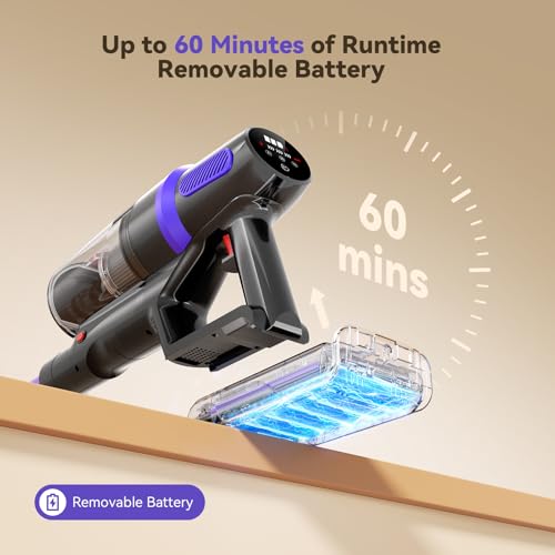 Image of TechRise Cordless Vacuum Cleaner,450W 40Kpa Vacuum Cleaners for Home,Up to 60 Min Runtime,Tangle-Free Brush,8-in-1 Versatile & Self-Standing for Hardwood Floors, Carpets, Pet Hair