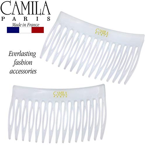 Camila Paris Cp3111 French Hair Side Comb, Small, Curved White French Twist Hair Combs Decorative, Strong Hold Hair Clips For Women Bun Chignon Up-Do Styling Girls Hair Accessories, Made In France #TOP5