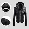 Women's Genuine Leather Winter Jacket with Hood - Softshell, Long, Waterproof, Fleece, Warm, Thin, Red, Long Sleeve, Biker #5