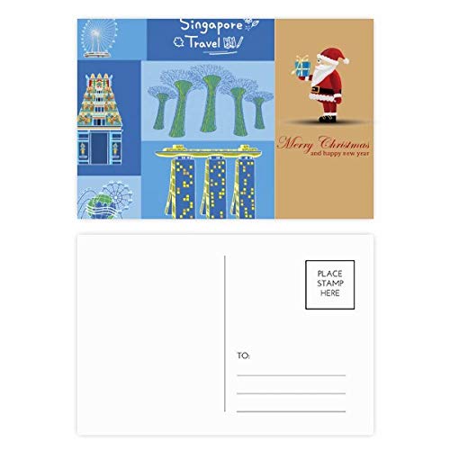 Cartes postales Singapour Père Noël : lot de 20 illustrations de voyage haut de gamme
