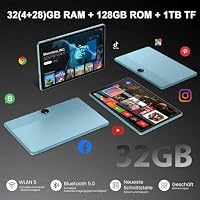 TUOHAITIME Android 16 Tablet, 11inch Tablet, 32GB+128GB 1 TB erweiterbar, Produktivitäts-Bundle mit Tastaturhülle, Eingabestift, Octa-Core-Prozessor, Dual-Kamera, WiFi 6, 8000-mAh-Akku (Blau) – Ansicht 2