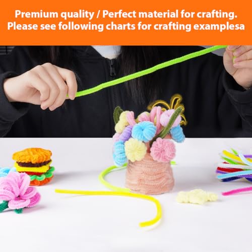 Ainiv Pipe Cleaners, 200PCS Chenille Stems, Multi-Color Pipe Cleaners Craft, Fuzzy Sticks Craft Supplies, Arts and Crafts for Creative Handmade DIY Project Decorations（7 Macaron Colors) - Thumbnail 3