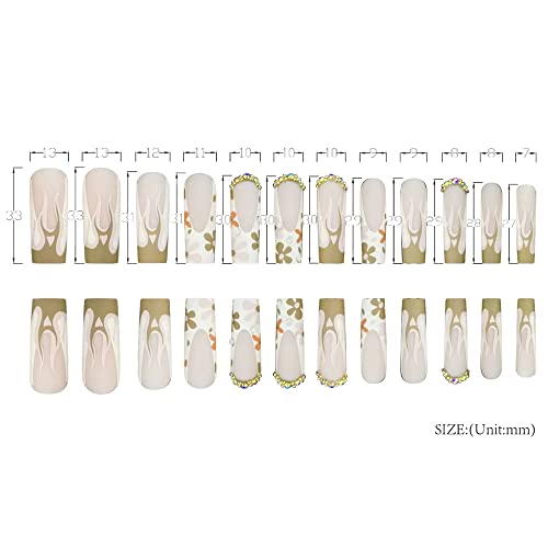 Magrace Long Square Press On Nails Gray Fake Nails French Tips False Nails With Designs 24 Pcs Stick On Nails For Women #TOP2