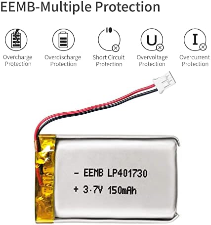 EEMB Lithium Polymer battery 3.7V 150mAh 401730 Lipo Rechargeable Battery Pack with wire Molex Connector for VXI Blue Parrott - confirm device & connector polarity before purchase
